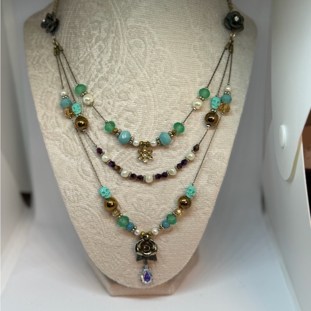 Betsey Johnson Gold and Turquoise Layered Necklace